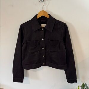 Faux Suede Boxy Cropped Utility Jacket, Universal Thread, Brown, Sz XS, NWT